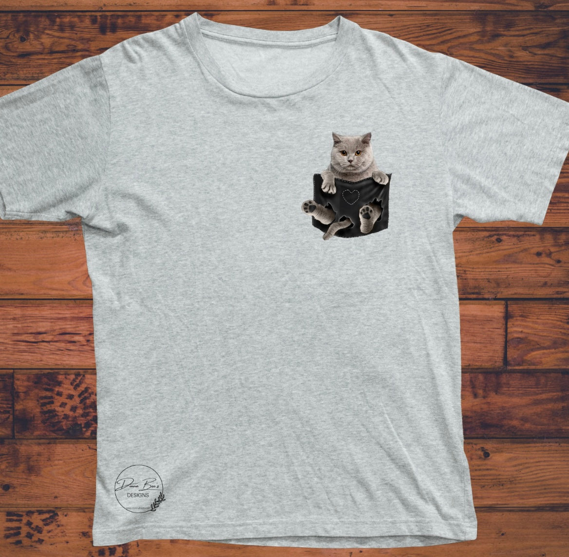 Cute Cat T-Shirt | Pocket Cat Tee