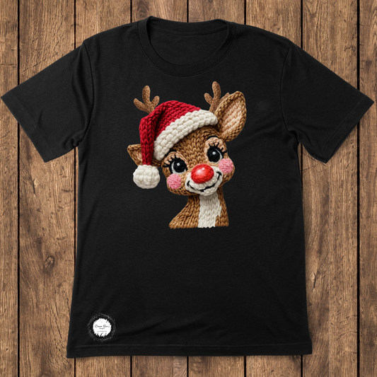Rudolph inspired | faux Crochet tee | Christmas Reindeer