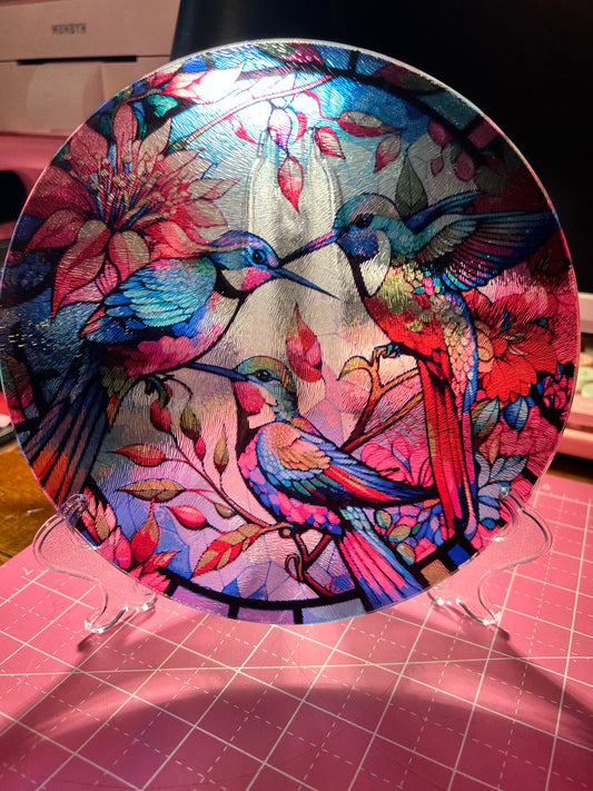 Hummingbird Stained Glass Round