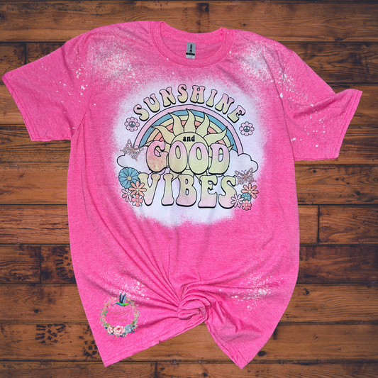 Sunshine and Good Vibes Bleached T-Shirt