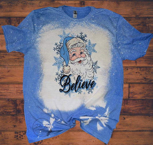 Santa Believe | Hand bleached Tee | Christmas Tee